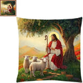 Fanxvivy Stamped Cross Stitch Kits for Adults Beginners Pillow Needlepoint Kit with Embroidery Pattern Needlework Kit Prestamped Stitches Kit 11CT Cross Stitching-Jesus Shepherd 18x18 inch - color: Pre-pattern 39