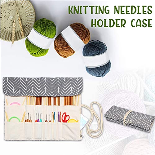 Teamoy Knitting Needle Crochet Hook Case Organizer Holder(up to 14"), Gray - color: Gray, size: 14 inches