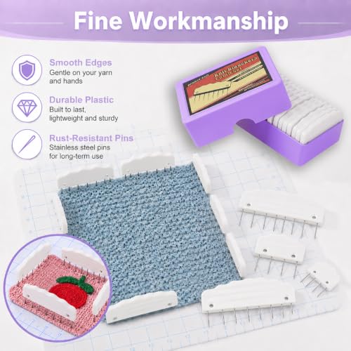 20pcs Knit Blocking Pin Kit, Knit Blockers Combs for Crochet Knitting Blocking Board Mats, Knit Blocking Pins for Crochet Projects Sewing Lace Needlework Projects Tool (White) - color: White