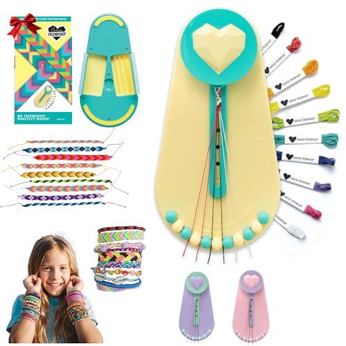 Choose Friendship Bracelet Making Kit – DIY Craft Loom for Kids Ages 8+, New & Improved Design, Includes 20 Threads, Makes 8 Bracelets, Yellow “Taffy” - color: Taffy