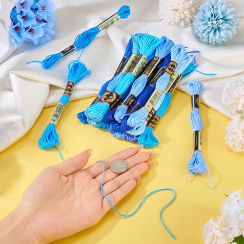 21 Skeins Embroidery Thread Floss 1mm Friendship Bracelet String Making 6 Ply Polyester Cross Stitch Kit Supplies 24 Color 8.75 Yards(8m)/Skein - color: 21 Colors