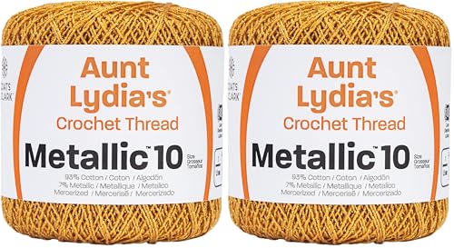 Red Heart Metallic Crochet Thread, 10, Gold (Pack of 2) - color: Gold, size: Size 10 (Pack of 2)