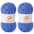 Chenille Blanket Yarn for Crocheting Size 5 Bulky Yarn, 2 Azure - color: 2 Azure