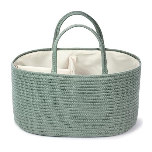 Diaper Caddy Organizer, Gift Basket for Baby Shower, Newborn Essentials - color: Sage Green, size: Large