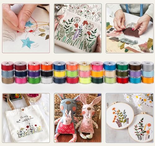 36 Assorted Colors Prewound Bobbin Thread Set with Storage Case - color: 36 Colors (36PCS)