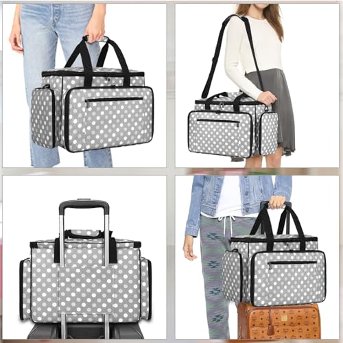 LUXJA Sewing Machine Case with Removable Padding Pad, Gray Dots - color: Gray Dots, style: Sewing Machine Bag