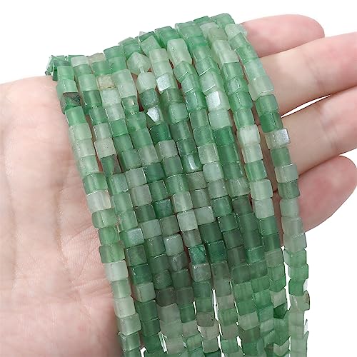 BEADIA Natural Green Aventurine Square Stone Beads 4x4mm 85pcs Cube Loose Semi Gemstone Beads for Jewelry Making Design - color: Green Aventurine