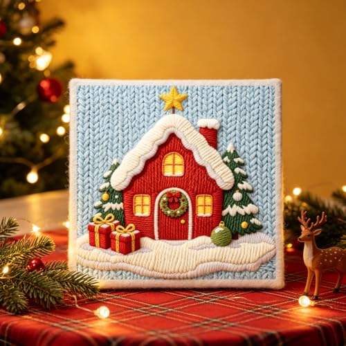 BEUNITONE Punch Needle Kit for Beginners Adults, Christmas Snowhouse Design - color: 13-Christmas Snowhouse