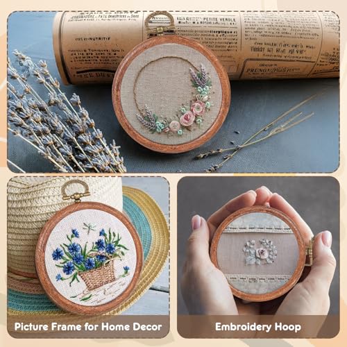 15 Pcs 3 Inch Embroidery Hoop Set, Imitation Wood Rubber Cross Stitch Hoops, Round Sewing Frames for DIY Crafts, Art Projects, and Gift Making - style: 3Inch