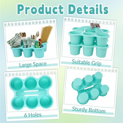 gisgfim 6 Pack Classroom Caddy Organizer with Handle, 6 Compartments, Blue - color: Blue