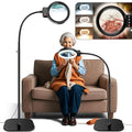 30X 10X Large Floor Magnifying Glass with Light and Stand - color: Black