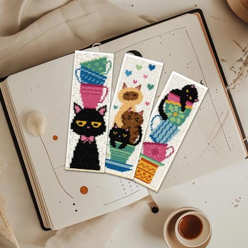 ORIGACH 6 Pack Cat Teacup Cross Stitch Kit - style: Cat Teacup