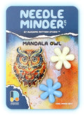 Awesome Pattern Studio Needle Minder Set - Mandala Owl Magnetic Needle Minder + 2 Needle Threaders. Enamel Pin for Cross Stitch, Embroidery and Craft