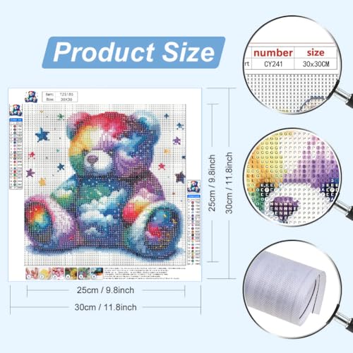 Bear Diamond Art Kits for Adults, 5D Bear Diamond Painting Kits for Adults, DIY Gem Painting, Crafts for Adults, Dimond Art Paintings Kit, Full Drill Diamond Dot for Home Wall Decor 12X12 Inch - color: Bear
