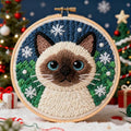DIY Punch Needle Kits Siamese Cat Christmas 20x20cm