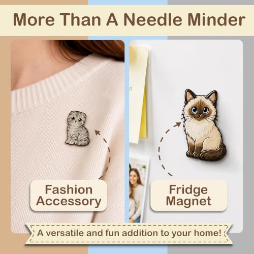 Kraftex Magnetic Needle Minder. Needleminder for Embroidery & Sewing. Cute Needlepoint Accessories. Magnetic Needle Holder for Cross Stitch. Cute Magnet Pin Gift - color: Cats 2