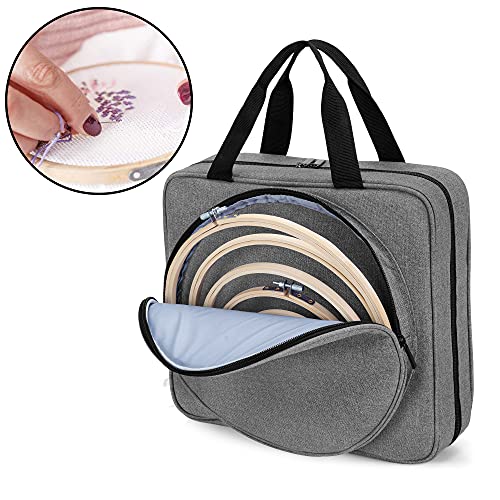LoDrid Embroidery Project Bag, Square Supplies Storage Tote, Gray, Bag Only - color: Gray