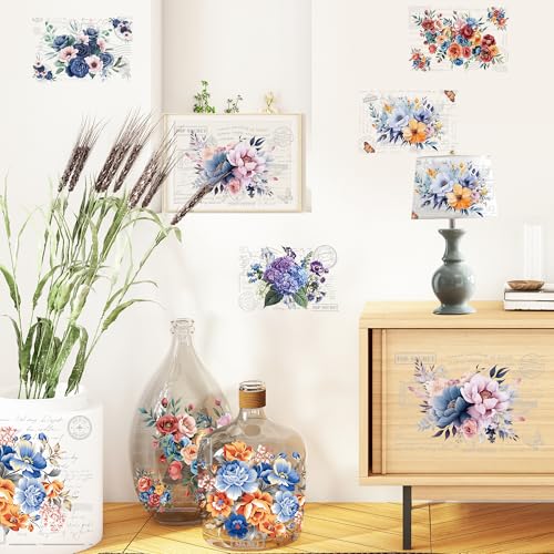 6 Pcs Blooming Floral Rub-On Transfers for Furniture & Crafts, 8 x 12 Inch - style: Blooming Floral
