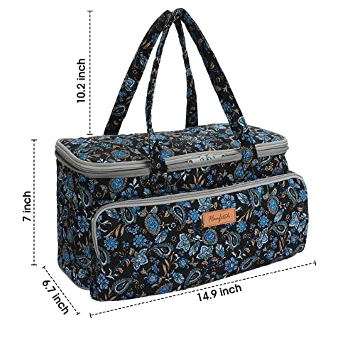 Yarn Bag-Large Size-Yarn Storage Organizer with Grommets-Portable Crochet Bag for Yarn Skeins-Crochet Hooks-Knitting Needles -Other Accessories (Paisley-Purple) - color: Paisley-Purple