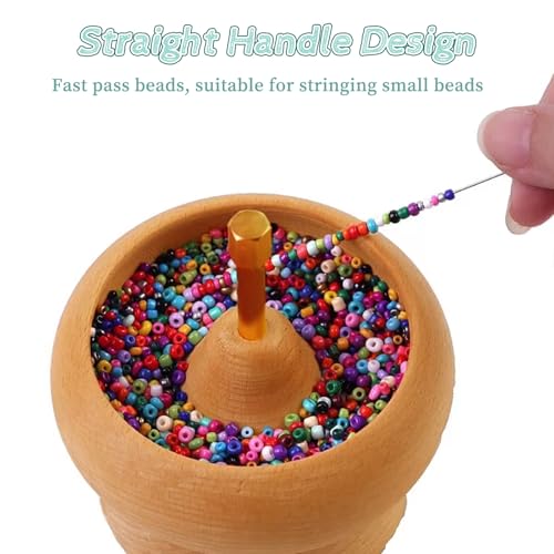 4Pcs Big Eye Beading Needles Stainless Steel Bead Spinner Needles Curved Beading Needles for Jewelry Making, 2 Size Seed Bead Needles for Bracelet Necklace Jewelry Making