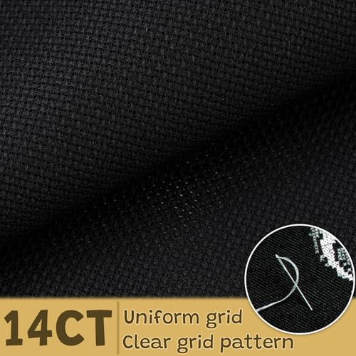 Cross Stitch Fabric, Black 14 Count 59 * 39 Inch Embroidery Fabrics - color: Black