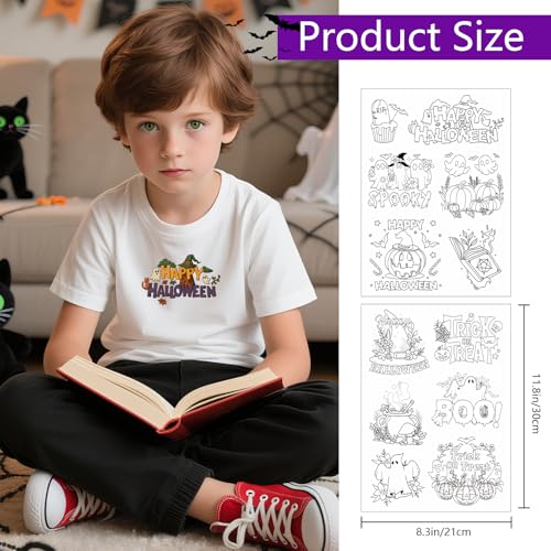 Rngmsi Water Soluble Embroidery Patterns - 4 Sheets Halloween Stick and Stitch Embroidery Designs, Spooky Pumpkin Ghost Skull Bat Theme Wash Away Transfer Paper Stabilizers for Hand Sewing - color: Halloween Spooky Pumpkin