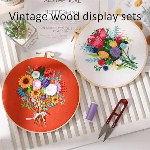 PDETVEO 4PCS 81mm/3.2Inch Round Embroidery Hoops, Mini Display Frame Circle Cross Stitch Ring Set, Imitated Wood Craft Hoops for DIY Ornaments, Sewing Projects - style: 81mm/3.2Inch