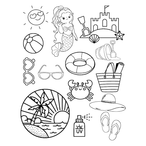 Mermaid Beach Water Soluble Embroidery Patterns on Sulky Water Soluble Stabilizer for Hand Embroidery Projects - color: Beach