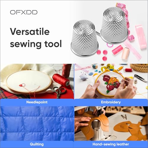 Thimbles for Hand Sewing - Metal Sewing Thimbles for Fingers - Thumb Thimbles for Hand Quilting - Stainless Steel Finger Protectors for Sewing, Embroidery & Craft, Sewing Tools