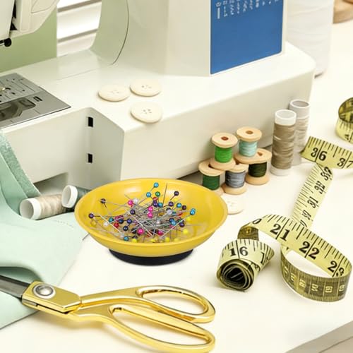 2Pcs Sewing Tool Magnetic Pin Storage Bowl Storage Tray - Magnetic Pin Holder for Sewing Supplies - Convenient Magnetic Needle Storage Holder - Blue+Yellow