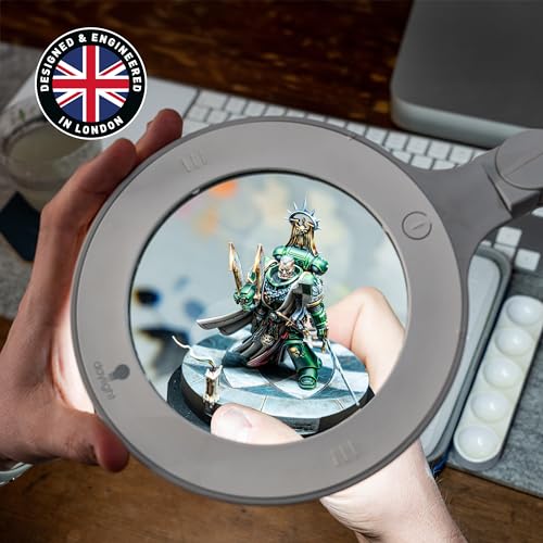 Omega 5 - Premium LED Magnifying Lamp with Interchangeable Glass Lenses, Adjustable Arm, and Dimmer Switch for Professionals in Health & Beauty, Model Making, and Low Vision Applications - style: Omega 5