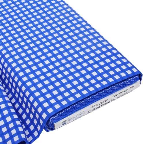 Threadart Spring Picnic Royal Gingham Cotton Quilting Fabric - By the Yard - color: Royal Gingham 4, size: 1 YARD CUT