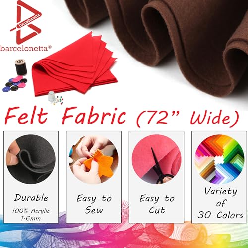 Barcelonetta | Felt Fabric | 72" Wide | 1.6mm Thick | Acrylic & Soft | Felt by the Yard | Felt for DIY Crafts, Projects, Sewing (Black, 1 Yard) - color: Black, size: 1 Yard