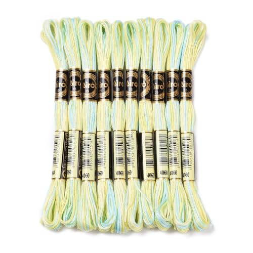 10 Skeins Champagne Gold 0.5mm 6-Ply Polyester Embroidery Floss Cross Stitch Threads Segment Dyed Gradient for DIY Craft Hand Sewing Knitting DIY Crafts Jewelry Making 8.75 Yards(8m)/Skein - color: Champagne Gold