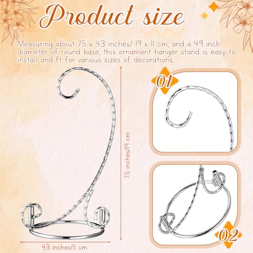 MorningRo 1 Pcs Ornament Display Stand 7.5" Height Ornament Stand Holder Ornaments Hanger Terrarium Bracket Air Plant Holder Hanging Hook for Christmas Home Party Wedding Decoration(Silver) - color: Silver