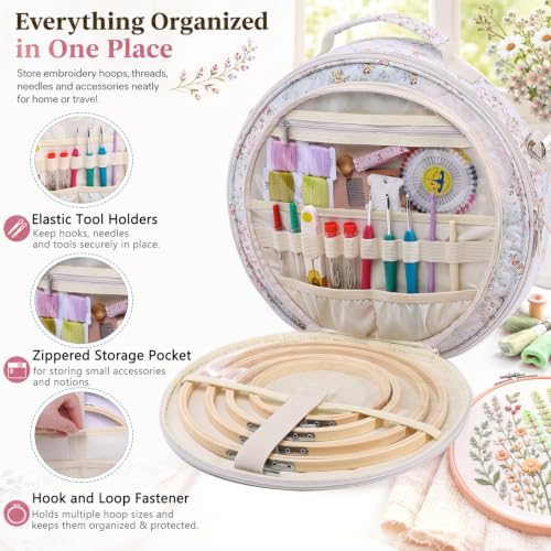 MYBAGZING Embroidery Bag, Hoop Storage Organizer up to 11" for Cross Stitch - color: Patchwork
