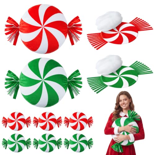 Weysat 6 Sets Christmas Candy Tied Pillow Craft Kit Peppermint Red Green - style: Christmas Candy