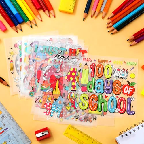 Yuntau 30 Pcs 100 Day of School Iron on Transfers Patches, DTF Vinyl Decal - style: 100 Day of School