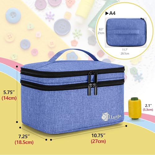 Luxja Double-Layer Large Sewing Organizer, Dark Blue - color: Dark Blue, size: Large
