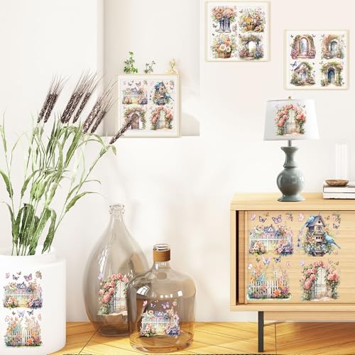 16 Sheets Vintage Rub-On Transfers for Furniture & Crafts, 6 x 6 Inch - style: Garden
