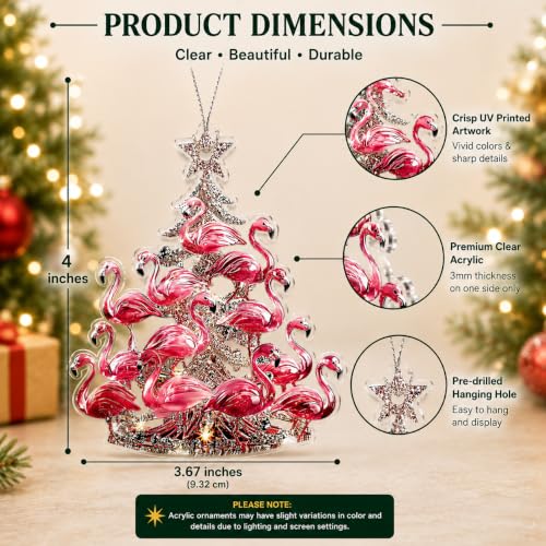 Flamingo Christmas Ornaments 2026 for Tree, Pink Flamingo Gifts Ornament - color: Flamingo Tree