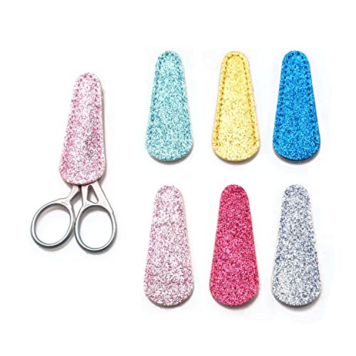 6 Pieces Scissors Cover Safety Synthetic Leather Sheath Protector - color: Glitter Colors