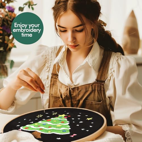 wtisan Christmas Embroidery Kit, Cross Stitch Kits for Beginners, Needlepoint with All Tools & Instructions, Stamped Hand Embroidery Starter Kit for Holiday Crafts & Xmas Home Decor, W16 - color: W16, size: 1 Pack