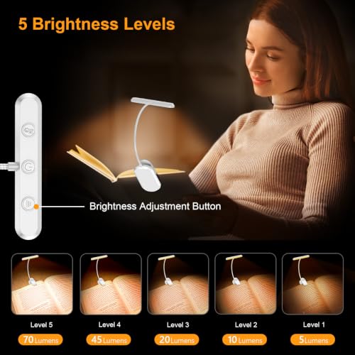 Gritin Rechargeable Book Light for Reading in Bed with 19 LED - color: White