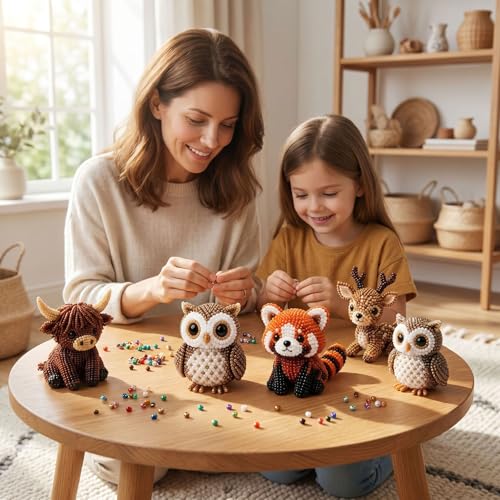 Tiny 3D Beaded Animal DIY Kit with Instruction, Animals Beading Craft Set