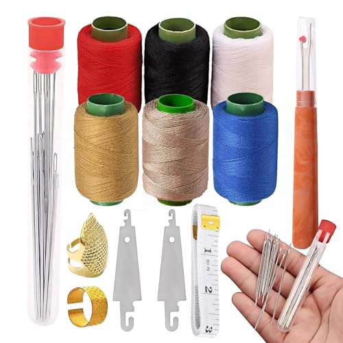 37PCS Sewing Tool Set, Big Eye Steel Sewing Needles Kit, Needle and Thread Kit,Threader and Needle Repair Kit Stainless Steel Needles for Hand Sewing