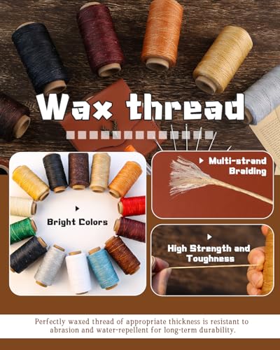 DIUDUS 218 Yards Upholstery Thread Heavy Duty Waxed Thread for Hand Sewing - color: Off White