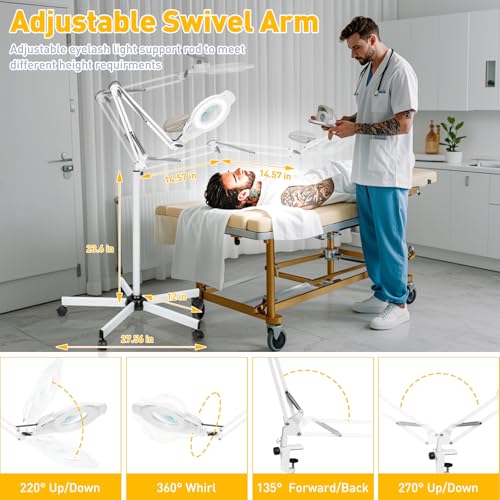 2200 Lumens Mag Lamp for Estheticians, 2-in-1 Magnifier Floor Light - color: White