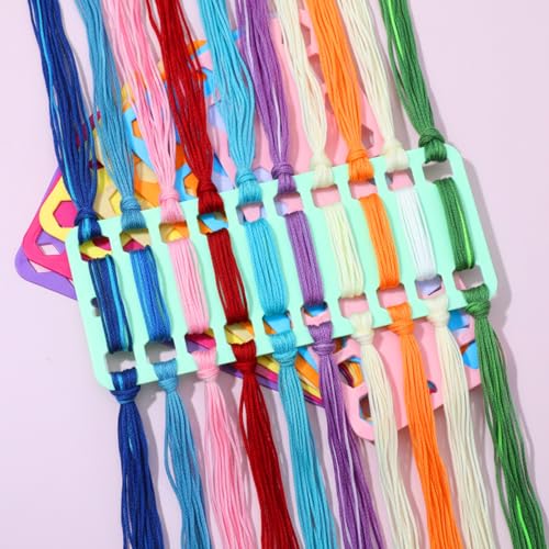 10 Pcs Embroidery Floss Organizer Cards, Plastic Embroidery Floss Cards, 20 Positions Cross Stitch Supplies, Cross Stitch Thread Organizer for Thread Craft DIY Sewing Storage (Mixcolor)