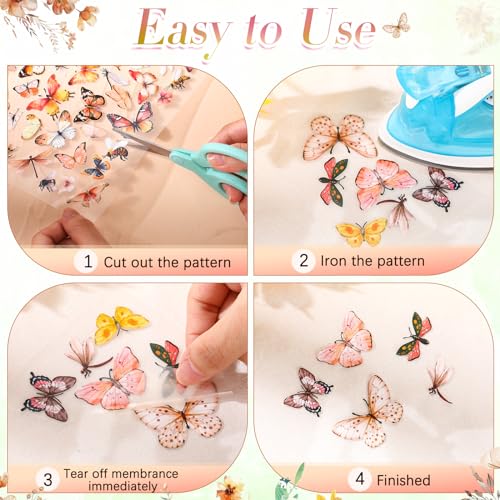 Fainne 12 Sheets Boho Iron on Transfers for T-Shirts, Flower Dtf Ready to Press Heat Transfers Vinyl Decals Appliques for Clothing Pillow Bag DIY Crafts - style: Boho